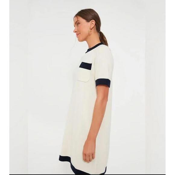 #1442 Tuckernuck NWT Merritt Off White Navy Knit Wool Blend Dress Size Large - Picture 3 of 4